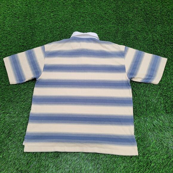 Vintage 90s Pendleton Stripes Polo Shirt L/XL 24x29 Blue Beige - Picture 2 of 12